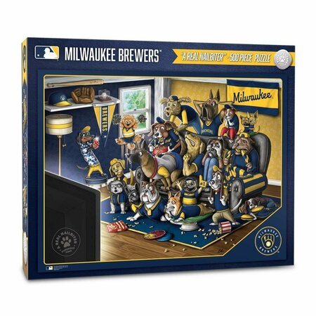 YOUTHEFAN 18 x 24 in. MLB Milwaukee Brewers Purebred Fans Puzzle, Multi Color - A Real Nailbiter - 500 Piece 2502373